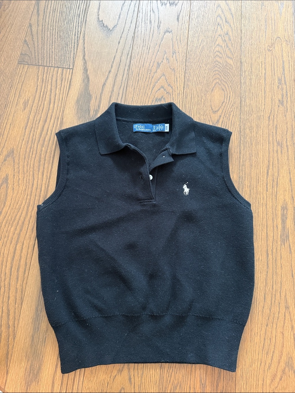 Ralph Lauren Black Sleeveless V-Neck Polo Sweater Vest